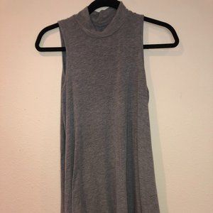 Grey High-Neck Sleeveless T-shirt Dress